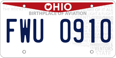OH license plate FWU0910