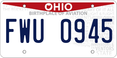 OH license plate FWU0945