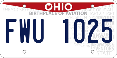 OH license plate FWU1025