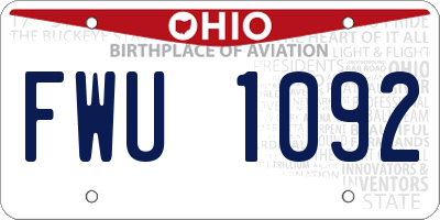 OH license plate FWU1092