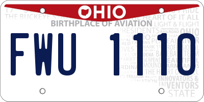 OH license plate FWU1110