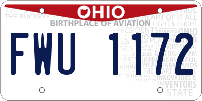 OH license plate FWU1172