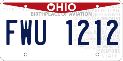OH license plate FWU1212