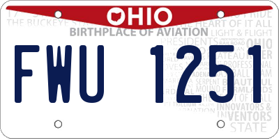 OH license plate FWU1251