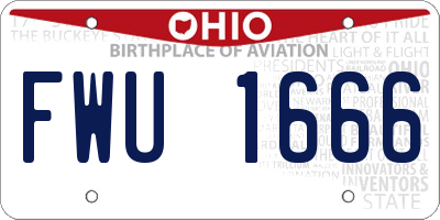 OH license plate FWU1666