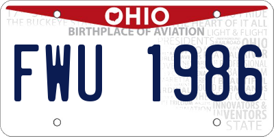 OH license plate FWU1986