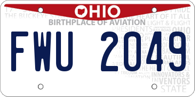 OH license plate FWU2049