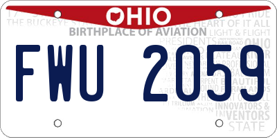 OH license plate FWU2059
