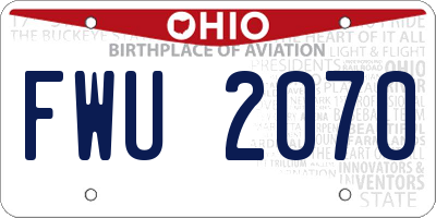 OH license plate FWU2070