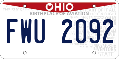 OH license plate FWU2092