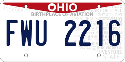 OH license plate FWU2216