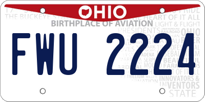OH license plate FWU2224