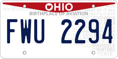 OH license plate FWU2294