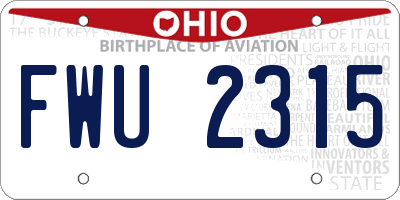 OH license plate FWU2315