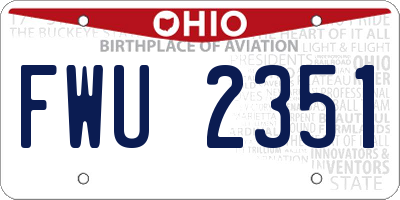 OH license plate FWU2351