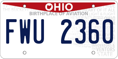 OH license plate FWU2360