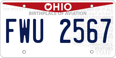 OH license plate FWU2567