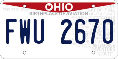 OH license plate FWU2670