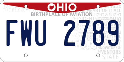 OH license plate FWU2789