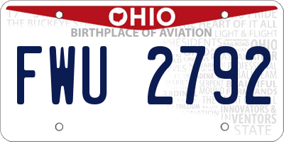 OH license plate FWU2792