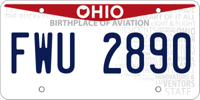 OH license plate FWU2890