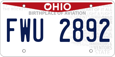 OH license plate FWU2892