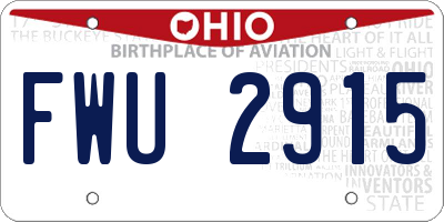 OH license plate FWU2915