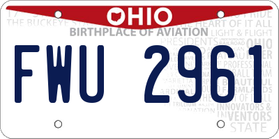 OH license plate FWU2961