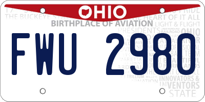 OH license plate FWU2980