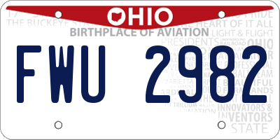 OH license plate FWU2982