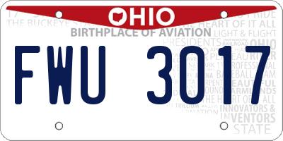 OH license plate FWU3017
