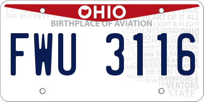 OH license plate FWU3116