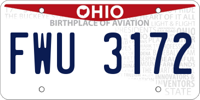 OH license plate FWU3172
