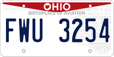 OH license plate FWU3254