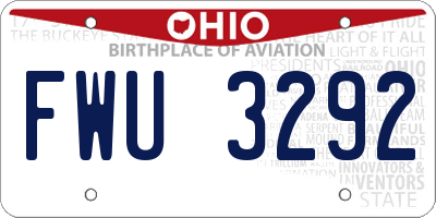 OH license plate FWU3292