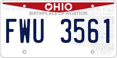 OH license plate FWU3561