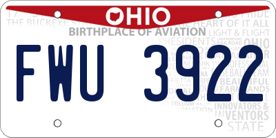 OH license plate FWU3922