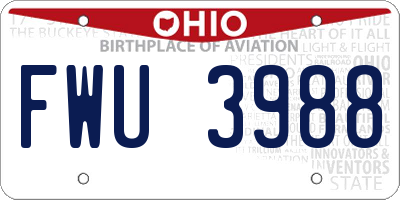 OH license plate FWU3988