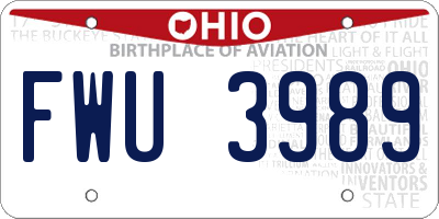 OH license plate FWU3989