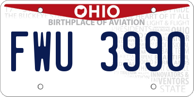 OH license plate FWU3990