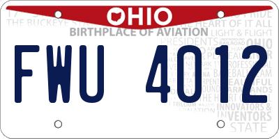 OH license plate FWU4012