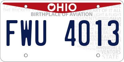 OH license plate FWU4013