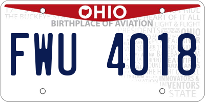 OH license plate FWU4018