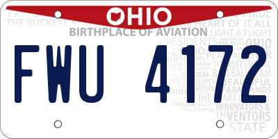 OH license plate FWU4172