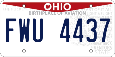 OH license plate FWU4437
