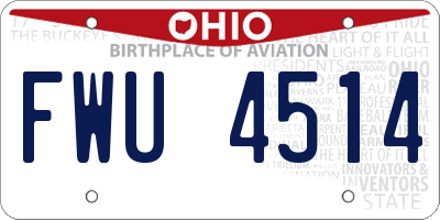 OH license plate FWU4514