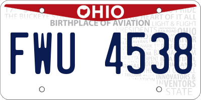 OH license plate FWU4538