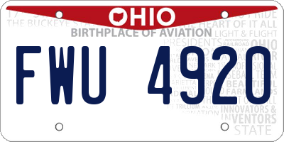 OH license plate FWU4920
