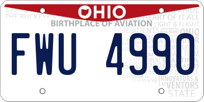 OH license plate FWU4990