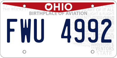 OH license plate FWU4992